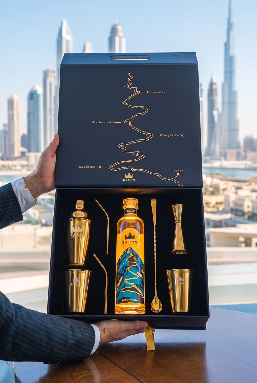 Baron Rum cocktailbox met skyline